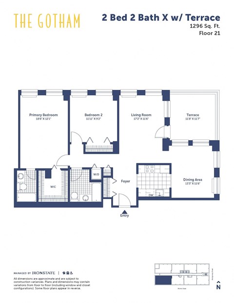 the gotham 2 bed 2 bath floor plan